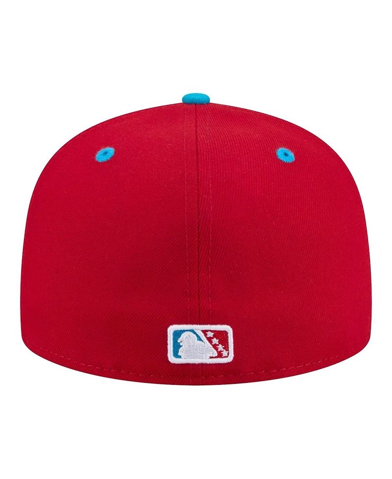 New Era Men's Red/Pastel Blue Biloxi Shuckers Minor League Theme Nights 59FIFTY Fitted Hat
