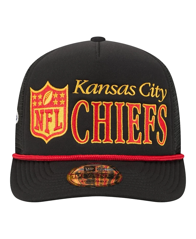 New Era Men's Black Kansas City Chiefs Throwback Foam 19TWENTY Adjustable Hat