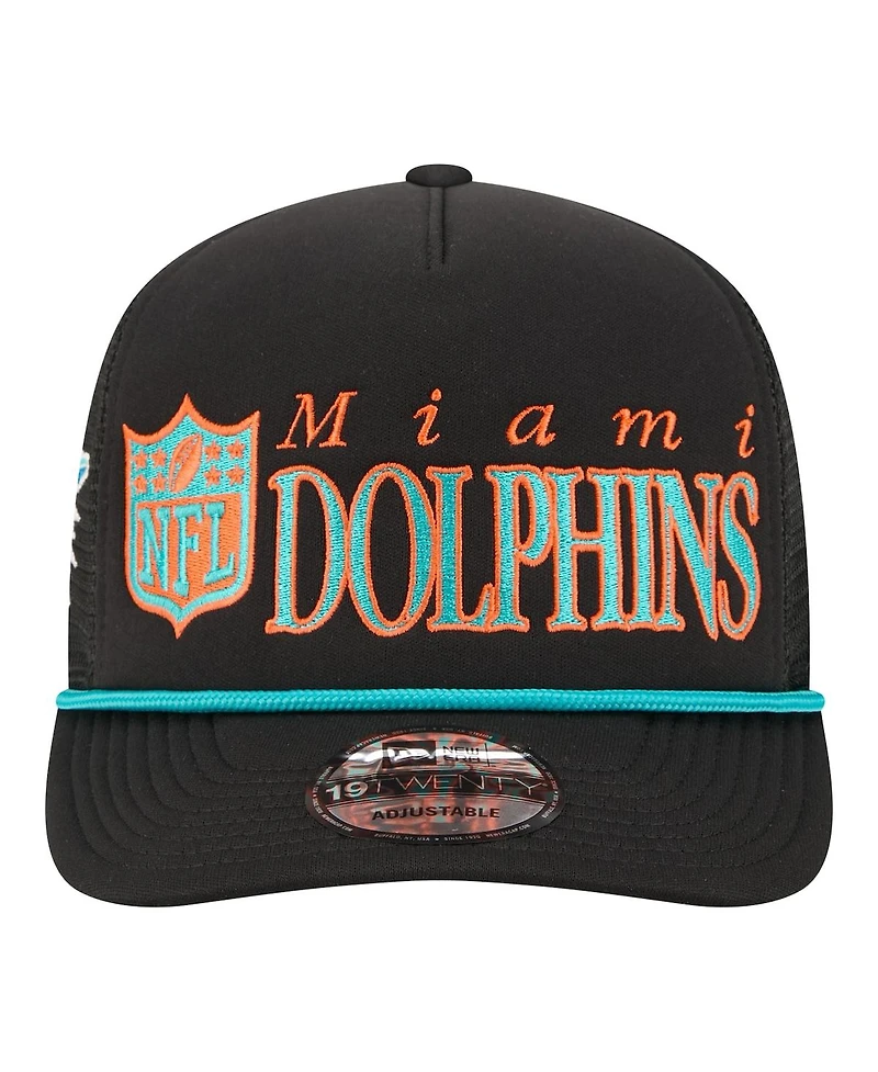 New Era Men's Black Miami Dolphins Throwback Foam 19TWENTY Adjustable Hat