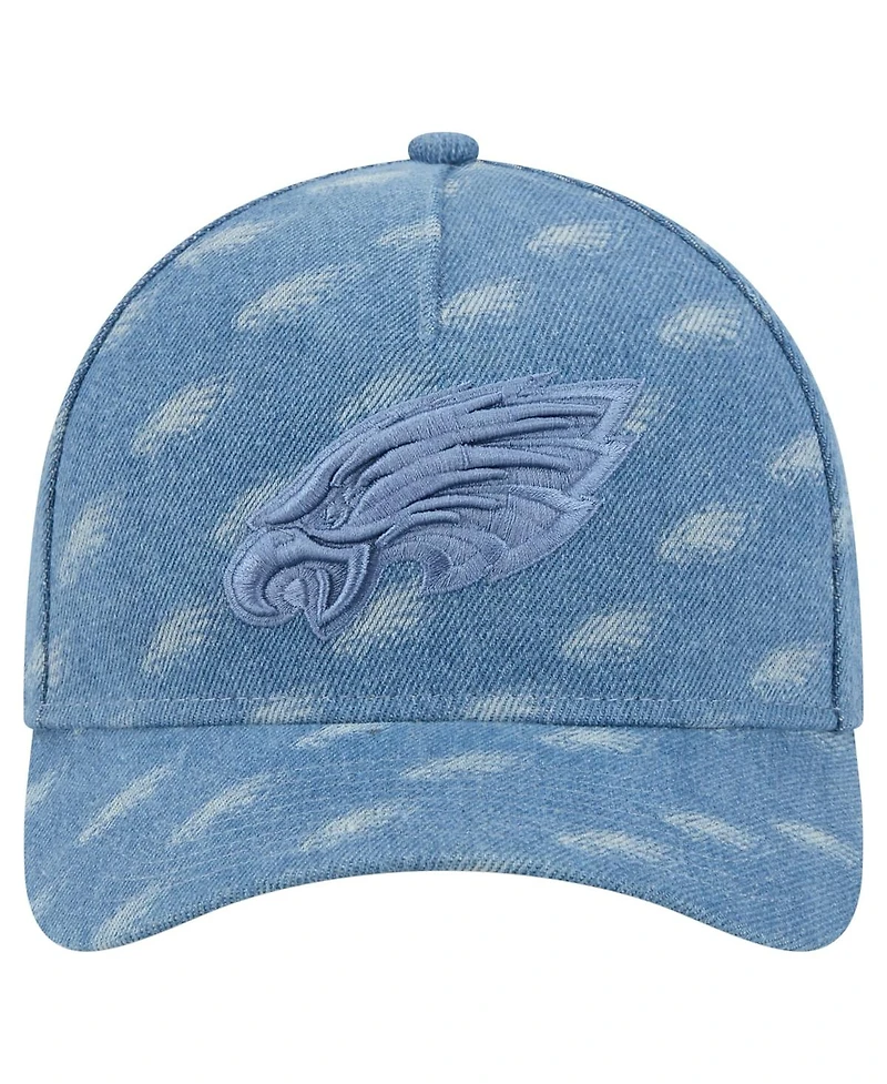 New Era Women's Denim Philadelphia Eagles A-Frame 9FORTY Adjustable Hat