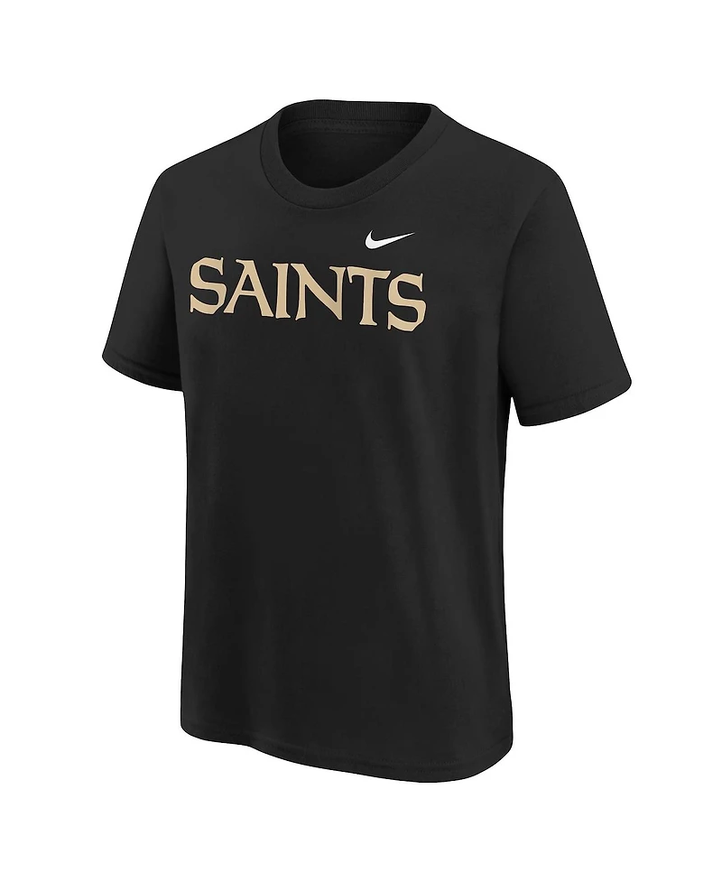Nike Big Boys and Girls Black New Orleans Saints Wordmark T-Shirt