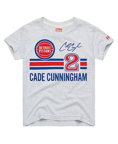 Homage Big Boys and Girls Cade Cunningham Ash Detroit Pistons Remix Signature Name Number Tri-Blend T-Shirt