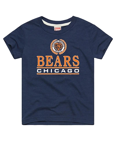 Homage Big Boys and Girls Navy Chicago Bears Crest Tri-Blend T-Shirt