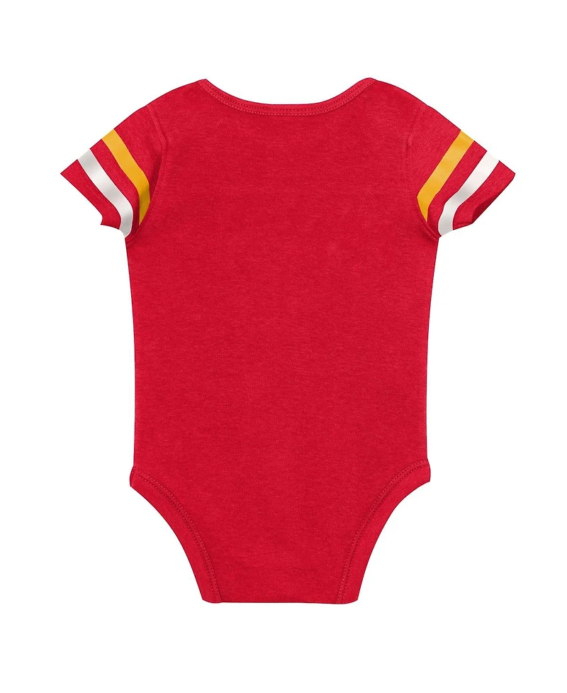 Outerstuff Boys and Girls 3 Piece Kansas City Chiefs Up One Bodysuit Bib Booties Set