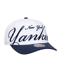 Mitchell & Ness Men's and Women's White/Navy New York Yankees Xl Script Pro Crown Adjustable Hat