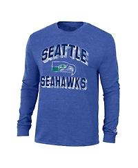 Champion Men's Heather Royal Seattle Seahawks Ultimate Tri-Blend Long Sleeve T-Shirt