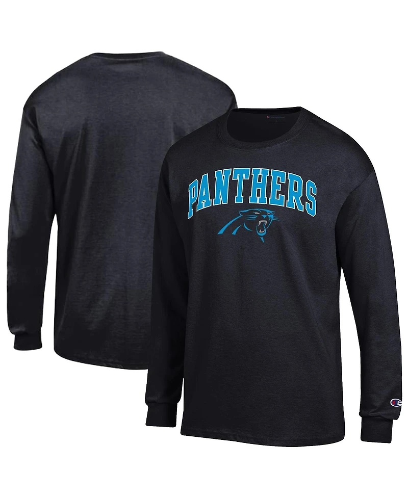 Champion Men's Black Carolina Panthers Arch Over Logo Long Sleeve T-Shirt
