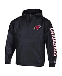 Champion Men's Black Arizona Cardinals Packable Hooded Windbreaker Half-Zip Jacket