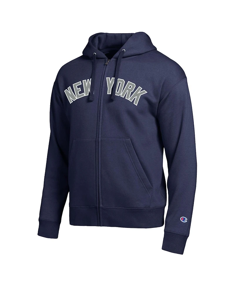 Champion Men's New York Yankees Navy All-Star Wordmark Full-Zip Hoodie