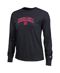 Champion Women's Black Nebraska Huskers Arch Over Logo Long Sleeve T-Shirt
