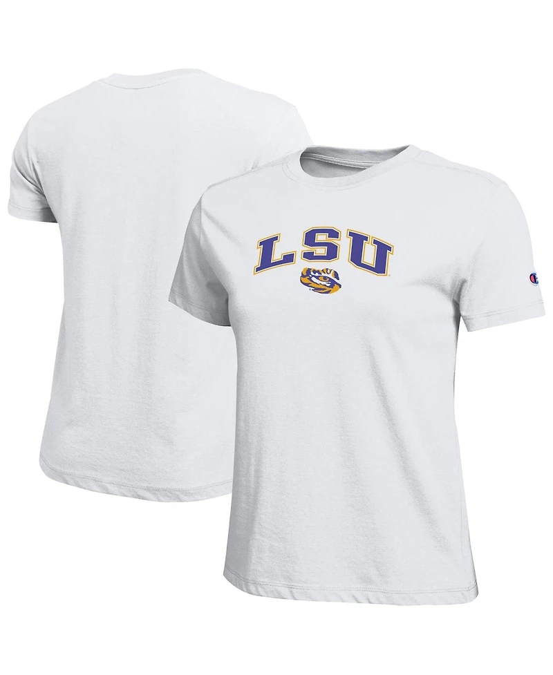 Champion Women's White Lsu Tigers Arched Over Logo T-Shirt