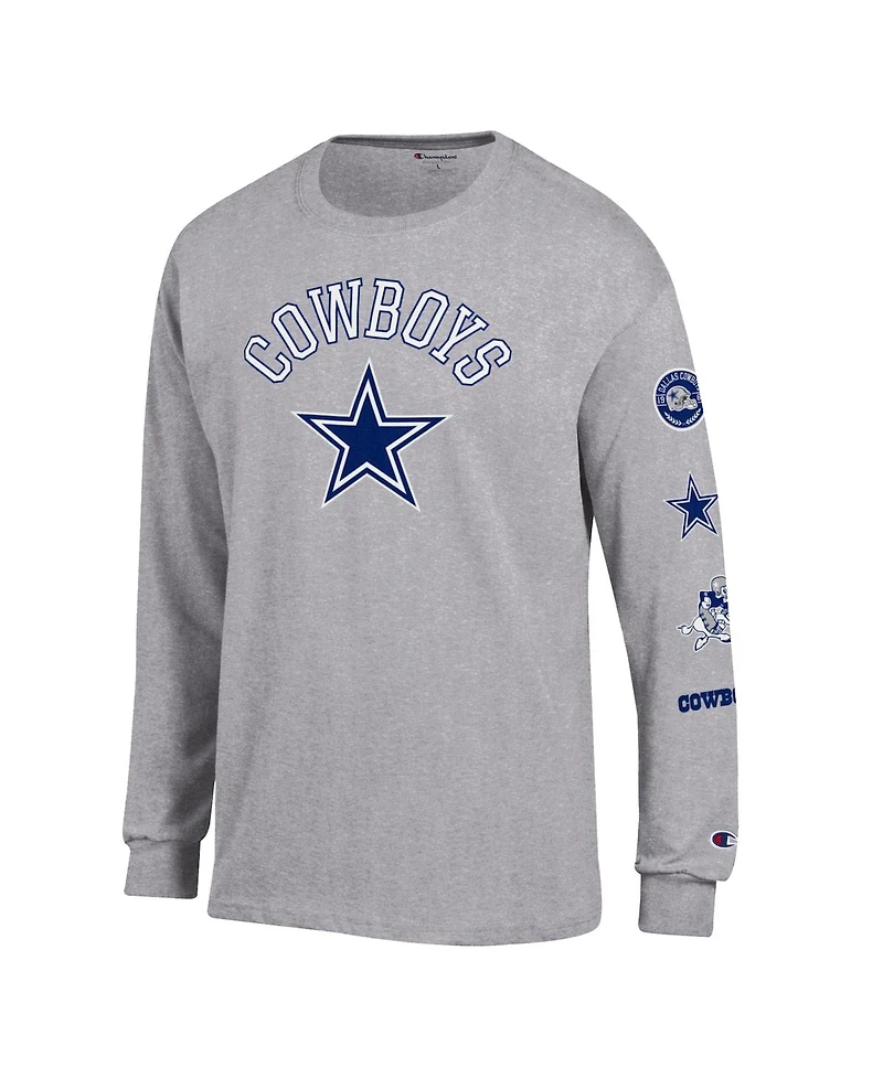 Champion Men's Heather Gray Dallas Cowboys Seal Long Sleeve T-Shirt