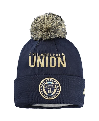 New Era Big Boys and Girls Navy Philadelphia Union Jersey Hook Cuffed with Pom Knit Hat