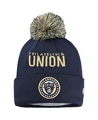 New Era Big Boys and Girls Navy Philadelphia Union Jersey Hook Cuffed with Pom Knit Hat