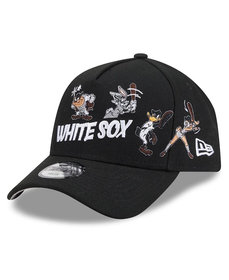 New Era Big Boys and Girls Black Chicago White Sox Looney Tunes A-Frame 9FORTY Adjustable Hat