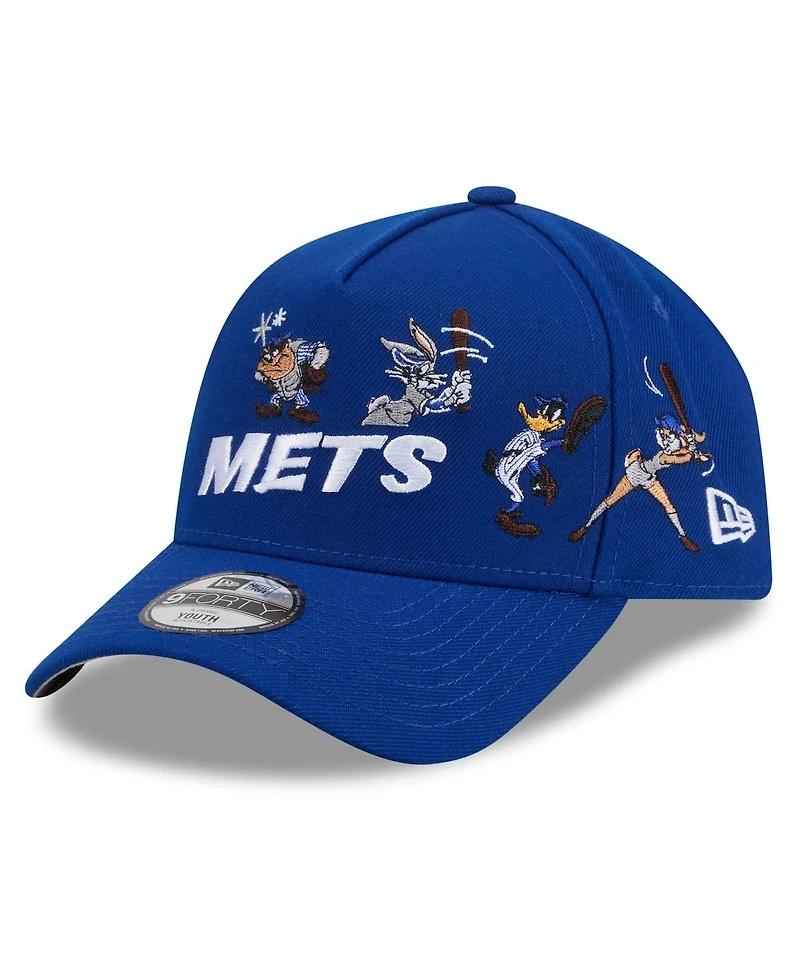New Era Big Boys and Girls Royal New York Mets Looney Tunes A-Frame 9FORTY Adjustable Hat