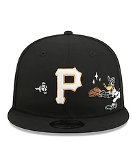 New Era Men's Black Pittsburgh Pirates Looney Tunes Daffy Duck 9FIFTY Snapback Hat
