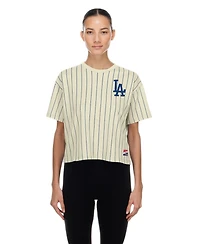New Era Women's Cream Los Angeles Dodgers Throwback Boxy T-Shirt