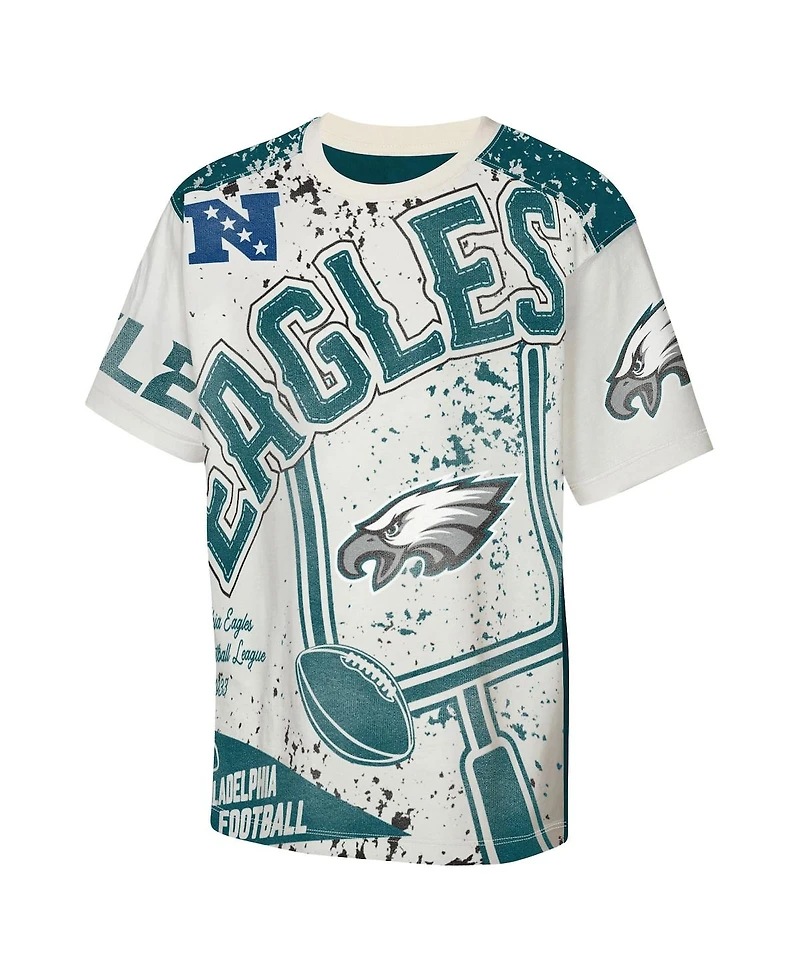Outerstuff Big Boys and Girls Cream Philadelphia Eagles Top Player T-Shirt
