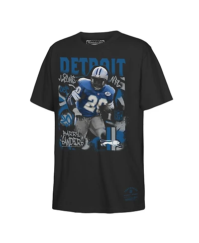 Mitchell & Ness Big Boys and Girls Barry Sanders Black Detroit Lions Star Player T-Shirt