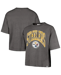'47 Brand Women's Charcoal Pittsburgh Steelers Cropped Mindi Slub T-Shirt