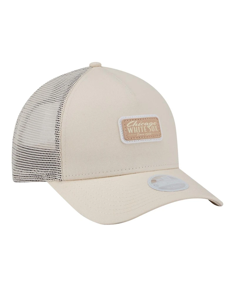 New Era Women's Light Beige Chicago White Sox Tonal Patch 9FORTY M-Crown A-Frame Trucker Adjustable Hat