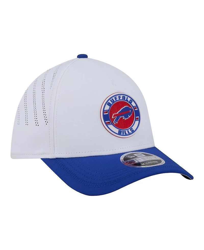 New Era Men's White/Royal Buffalo Bills Patch 39THIRTY A-Frame M-Crown Perforated Flex Hat