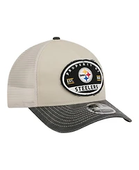New Era Men's Natural Pittsburgh Steelers Frayed M-Crown A-Frame 9FORTY Adjustable Hat