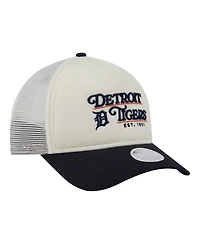 New Era Women's Light Beige/Navy Detroit Tigers Retro 9FORTY M-Crown A-Frame Trucker Adjustable Hat
