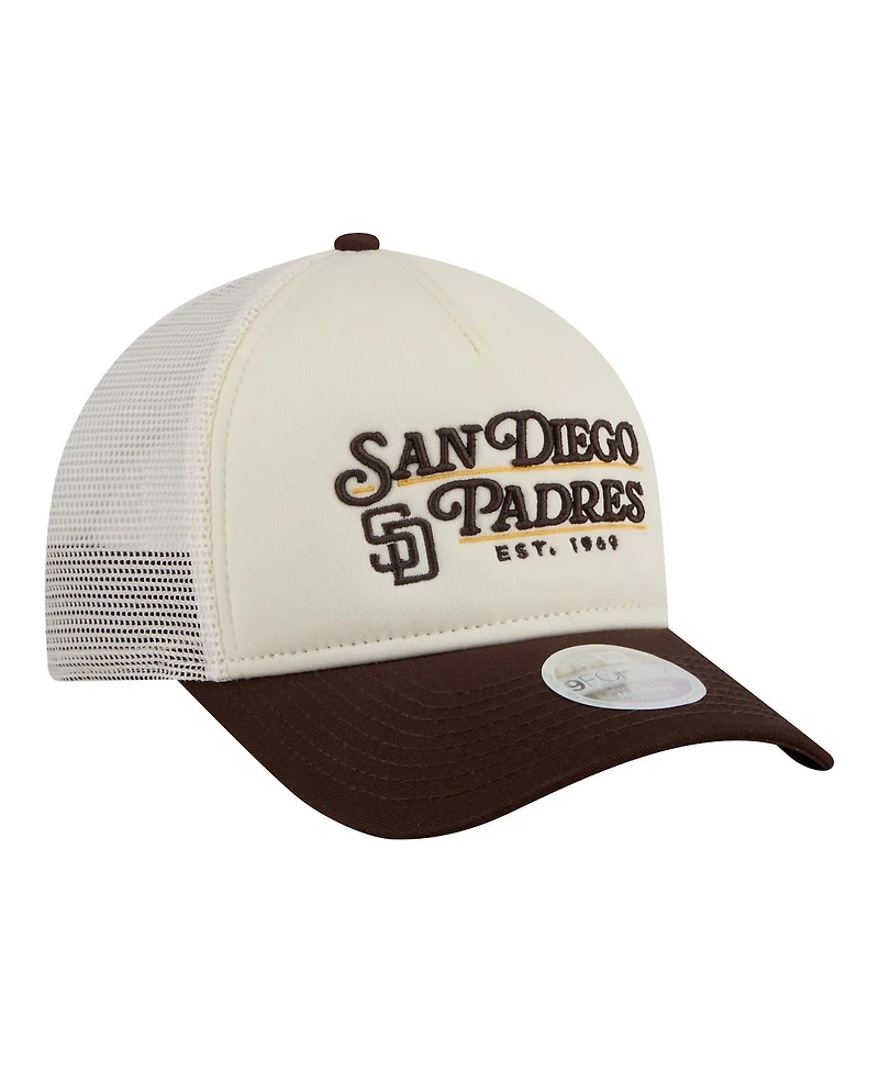New Era Women's Light Beige/Brown San Diego Padres Retro 9FORTY M-Crown A-Frame Trucker Adjustable Hat