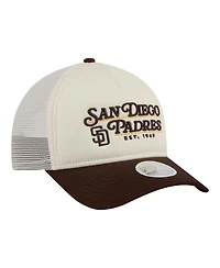 New Era Women's Light Beige/Brown San Diego Padres Retro 9FORTY M-Crown A-Frame Trucker Adjustable Hat