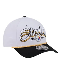New Era Men's White Pittsburgh Steelers Team Loyal A-Frame 9FORTY Adjustable Hat