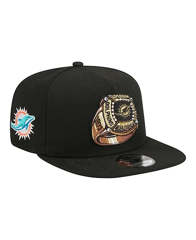 New Era Men's Black Miami Dolphins Super Bowl Ring 9FIFTY A-Frame Adjustable Hat