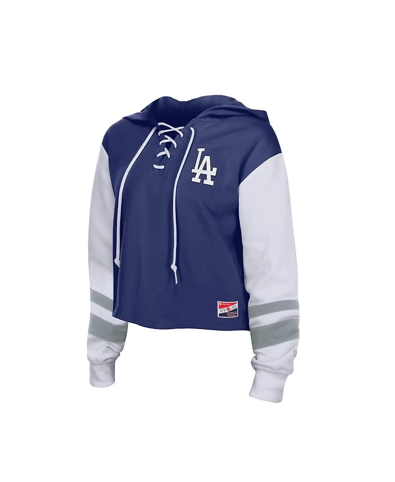 New Era Women's Royal Los Angeles Dodgers Boxy Lace-Up Hoodie