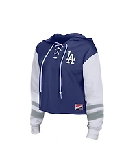 New Era Women's Royal Los Angeles Dodgers Boxy Lace-Up Hoodie