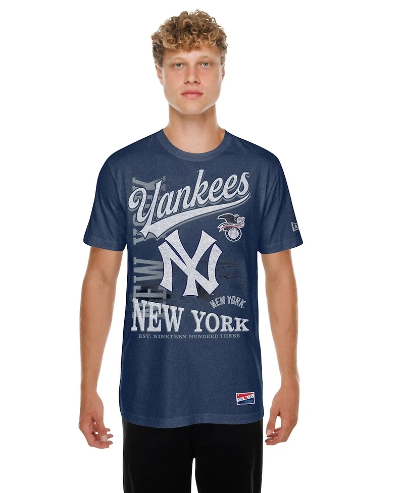 New Era Men's Navy York Yankees Oversized Throwback Distressed T-Shirt