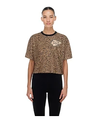 New Era Women's Brown Kansas City Chiefs Mom Me Leopard Boxy Cropped T-Shirt