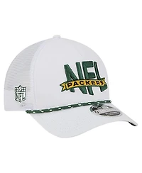 New Era Men's White Green Bay Packers Nfl 9FORTY A-Frame M-Crown Adjustable Trucker Hat