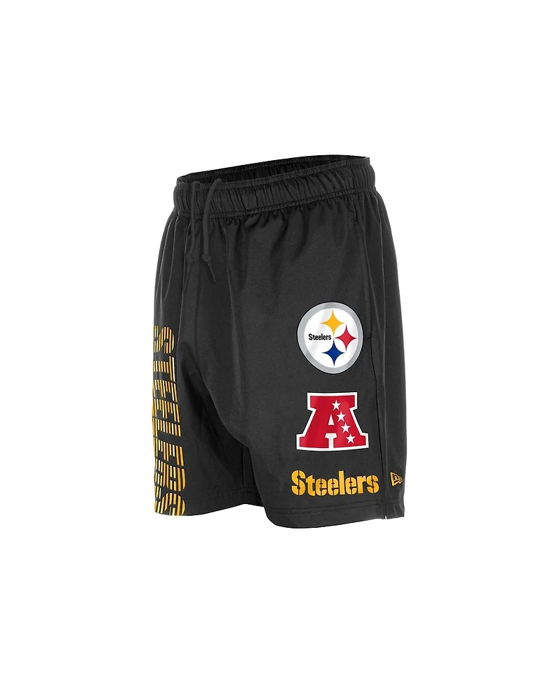 New Era Men's Black Pittsburgh Steelers Match Shorts