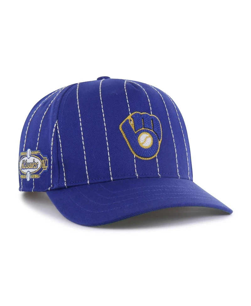 '47 Brand Men's x Rawlings Royal Milwaukee Brewers Pinstripe Hitch Adjustable Hat