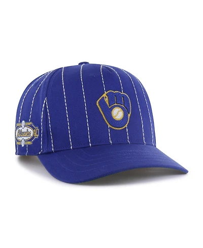 '47 Brand Men's x Rawlings Royal Milwaukee Brewers Pinstripe Hitch Adjustable Hat