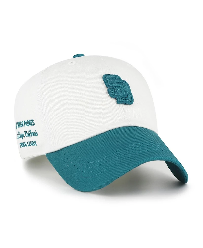'47 Brand Men's White/Teal San Diego Padres Contemporary Tonal Clean Up Adjustable Hat