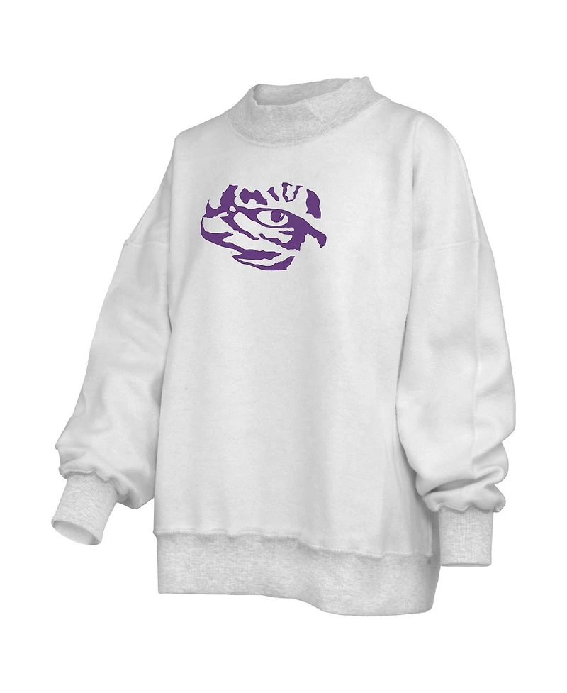 Pressbox Women's Heather Gray Lsu Tigers Reversible Sweatshirt