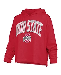Pressbox Women's Scarlet Ohio State Buckeyes Nelson Arch Over Logo Long Sleeve Hooded Slub T-Shirt