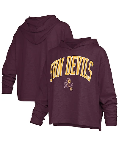 Pressbox Women's Maroon Arizona State Sun Devils Nelson Arch Over Logo Long Sleeve Hooded Slub T-Shirt