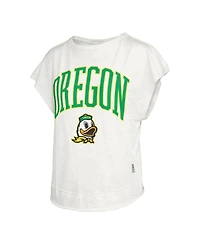 Pressbox Women's White Oregon Ducks Nelson Movement Open Back Slub T-Shirt
