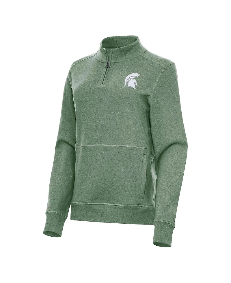 Antigua Women's Green Michigan State Spartans Crush Quarter-Zip Fleece Sweatshirt