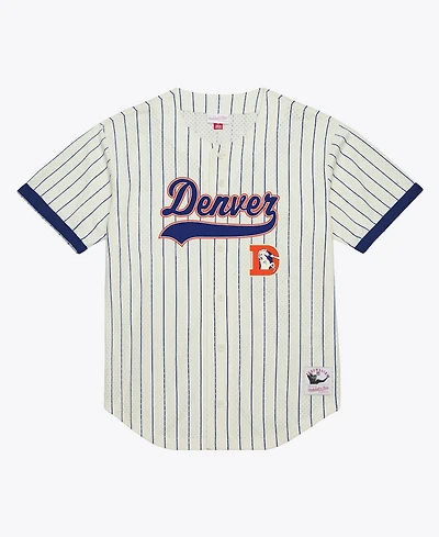 Mitchell & Ness Men's John Elway Cream Denver Broncos Name Number Mesh Fashion Jersey