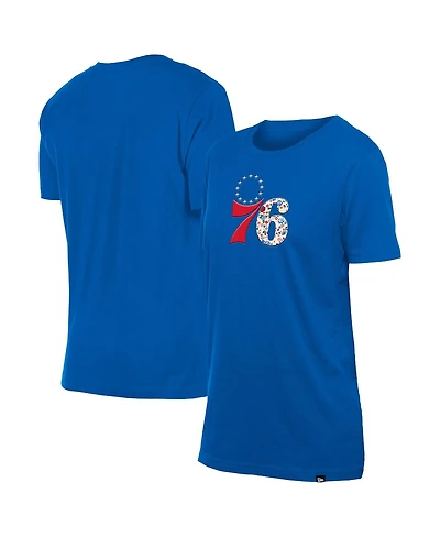 New Era Women's Royal Philadelphia 76ers Glam Game Flower T-Shirt