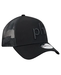 New Era Men's Black Philadelphia Eagles Domain 9FORTY A-Frame Trucker Adjustable Hat